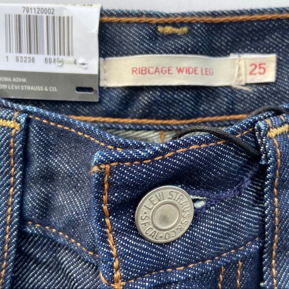 Levis Ribcage Wide Leg High Rise Jeans 25x34 - Picture 9 of 10